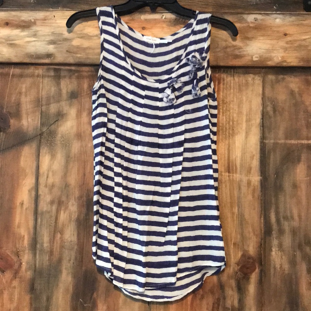 Blue and ivory stripe tank